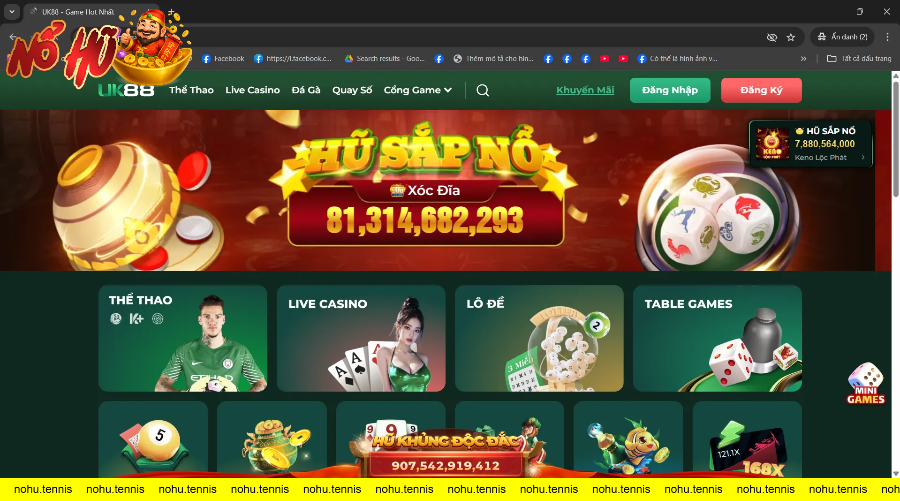 Trang chủ UK88 với nhiều trò chơi casino trực tuyến và thể thao đa dạng với lựa chọn đăng ký và đăng nhập